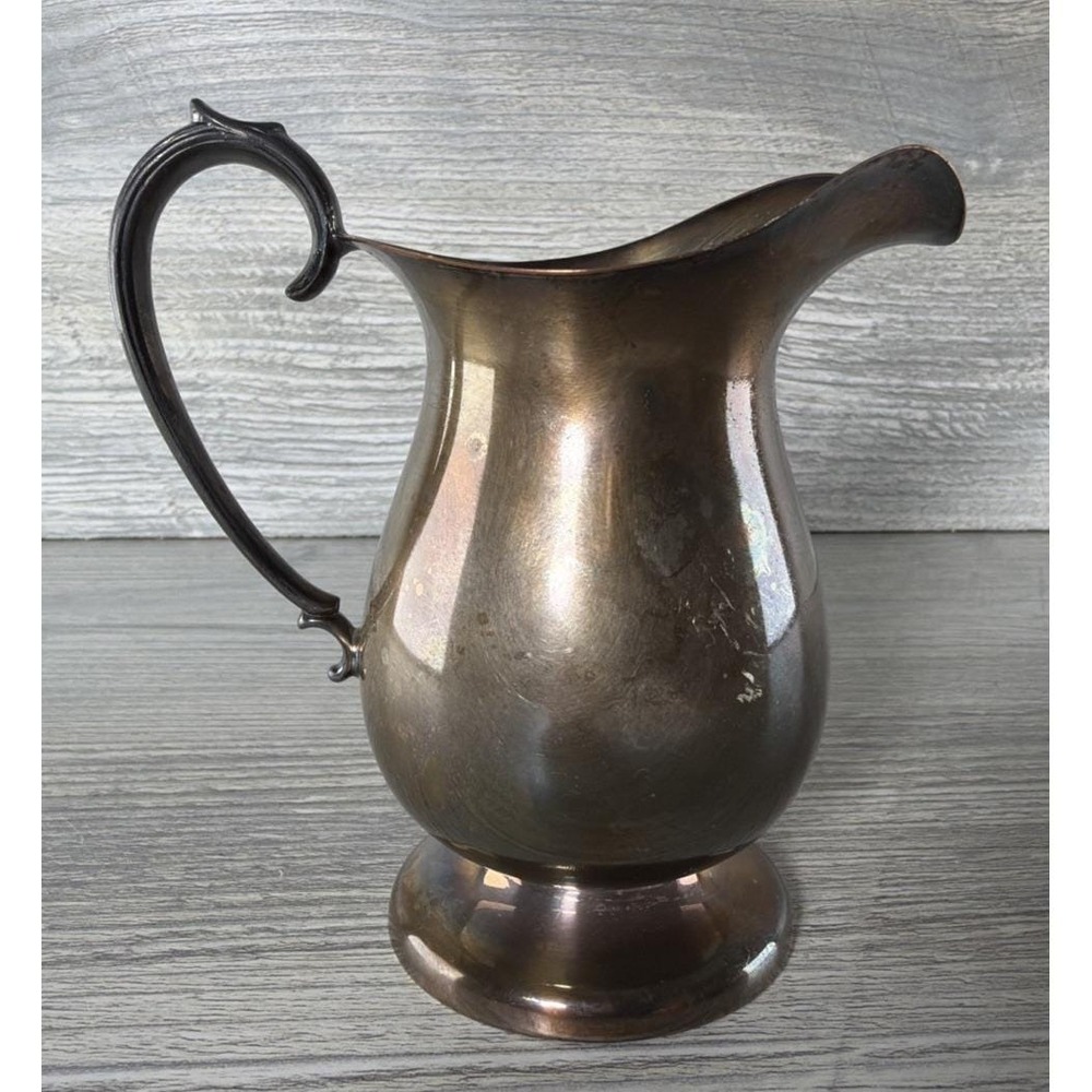 Small 4" Creamer Milk Pitcher Silver Plated Holloware Vtg MCM C-Scroll Handle